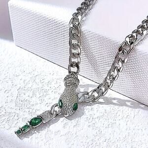 Stainless Steel Snake Choker Necklace Chain Link Sterling Silver Plated